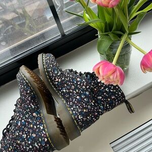 The Doc Dr. Martens AirWair Women's Page Courtney Floral Combat Lace Up Boots